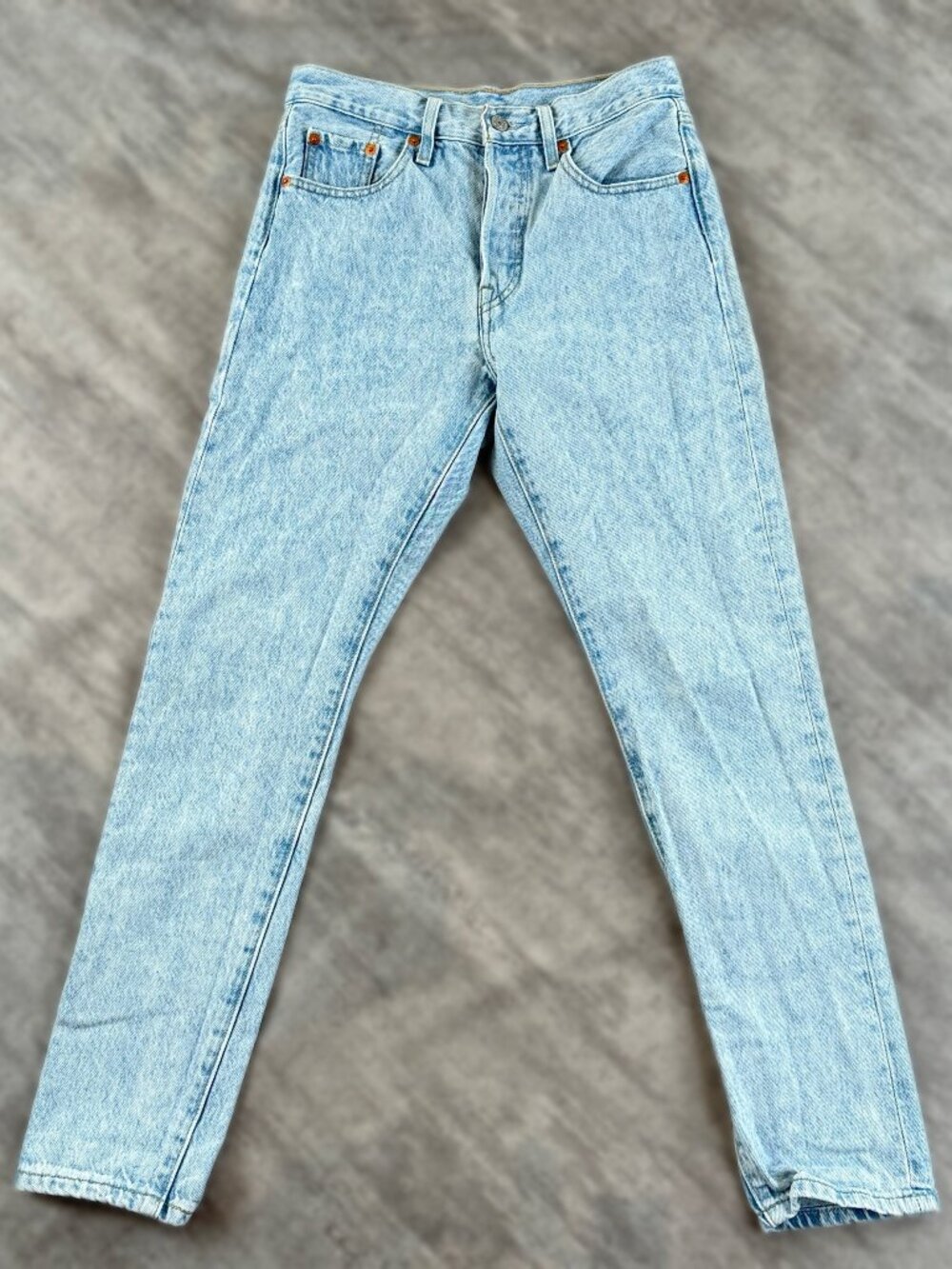 Levi's 501 Skinny High Rise Jeans 100% Cotton W25 L28 Light Wash Acid Wash Denim